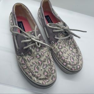Girls Sparkly Leopard Print Sperrys